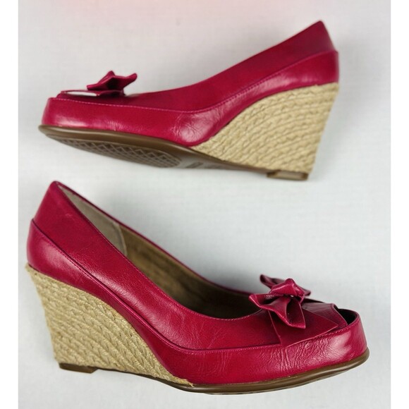 Aerosoles Well Wisher Shoes Womens 8.5M Pink Bowtie Peep Toe Espadrille Wedges - Picture 7 of 14